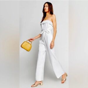 Reformation White Strapless Jumpsuit